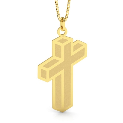 Pingente Cruz 3D Ouro 18K Fosca Grande