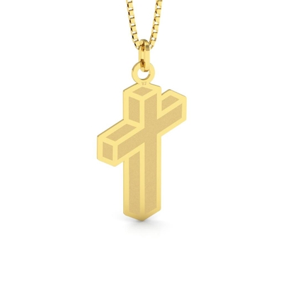 Pingente Cruz 3D Ouro 18K Fosca Pequeno