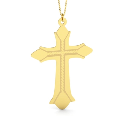 Pingente Cruz Corda Ouro 18K Grande