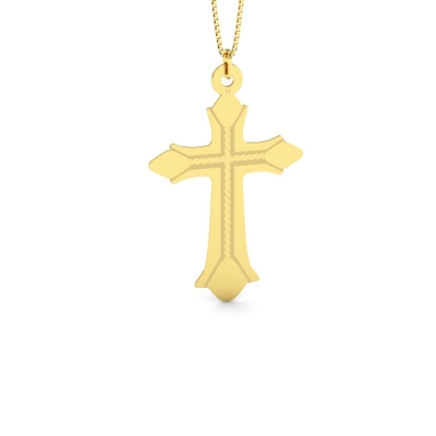 Pingente Cruz Corda Ouro 18K Pequeno