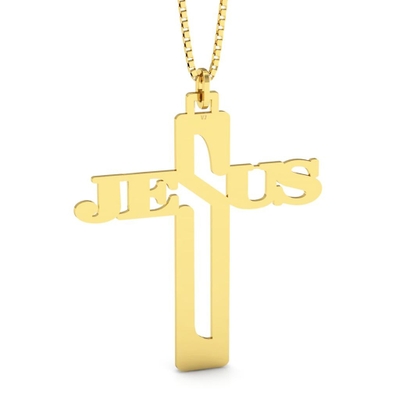 Pingente Cruz Jesus Ouro 18K Grande