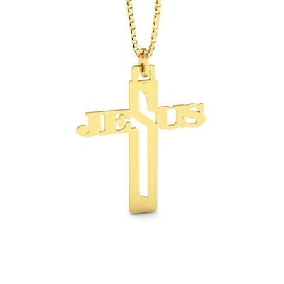 Pingente Cruz Jesus Ouro 18K Pequeno