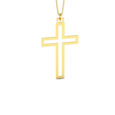Pingente Cruz Latina Ouro 18K Vazada Pequeno