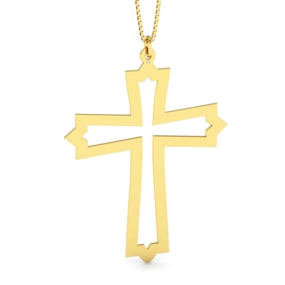 Pingente Cruz Ouro 18K Pontas Grande