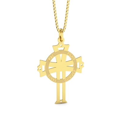 Pingente Cruz Ouro 18K Trindade Vazado Pequeno