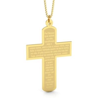 Pingente Cruz Pai Nosso Ouro 18K Grande