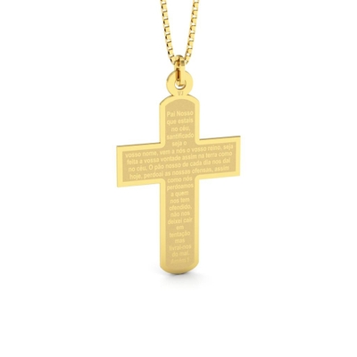 Pingente Cruz Pai Nosso Ouro 18K Pequeno