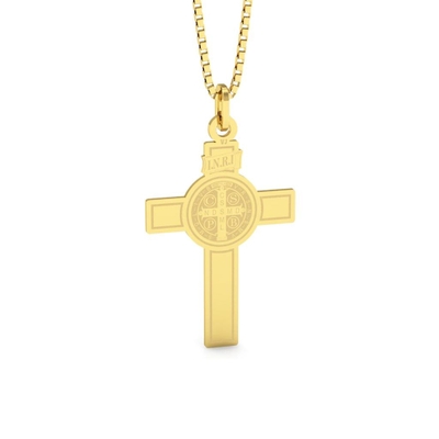 Pingente Cruz São Bento Ouro 18K Pequeno