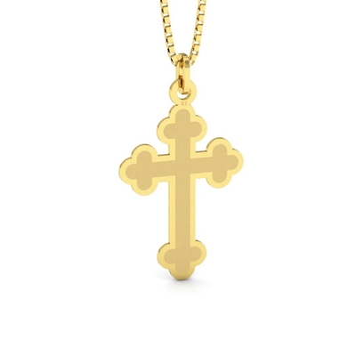 Pingente Cruz Trevo Ouro 18K Fosca Pequeno