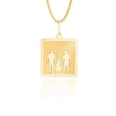 Pingente 2 Pais e Filha Ouro 18K