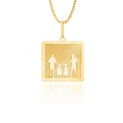 Pingente 2 Pais e Filhas Ouro 18K