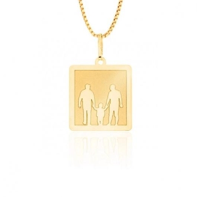 Pingente 2 Pais e Filho Ouro 18K