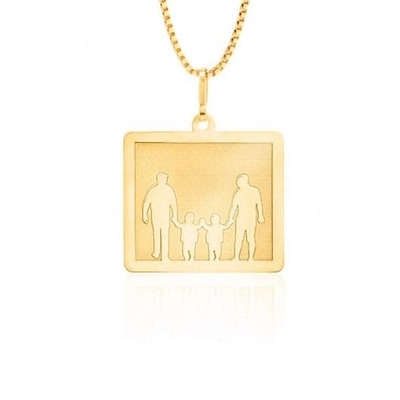 Pingente 2 Pais e Filhos Ouro 18K