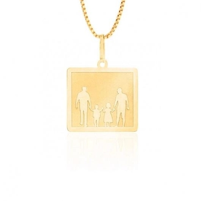 Pingente 2 Pais Filho e Filha Ouro 18K Vazado