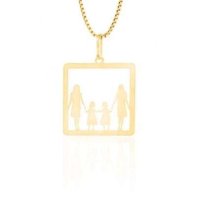 Pingente 2 Mães e Filhas Ouro 18K Vazado