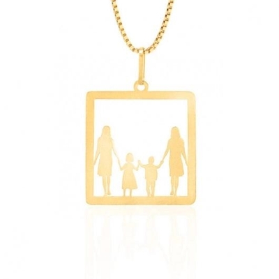Pingente 2 Mães Filho e Filha Ouro 18K Vazado