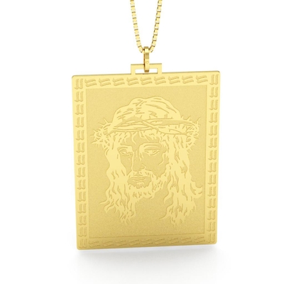 Pingente Face de Jesus Cabeça Baixa Ouro 18K