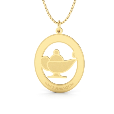Pingente Formatura Enfermagem Ouro 18k Grande
