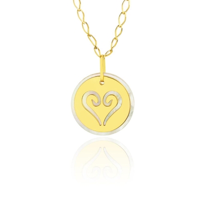 Pingente Madrepérola Ouro 18K Coração Sankofa