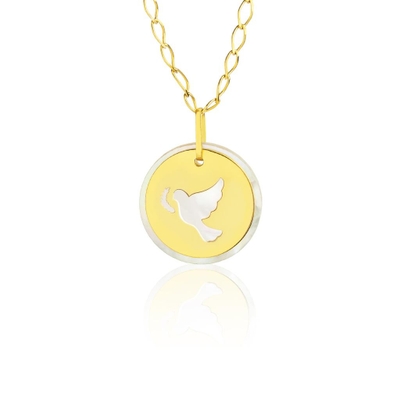 Pingente Madrepérola Ouro 18K Pomba da Paz