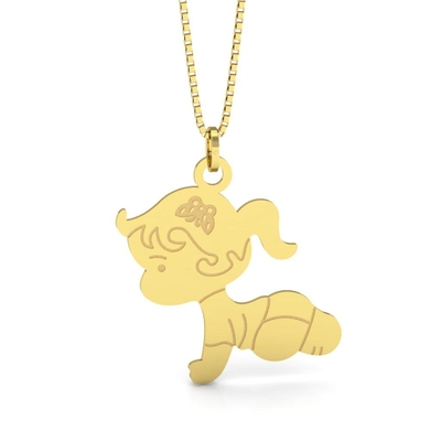 Pingente Menina Engatinhando Ouro 18K
