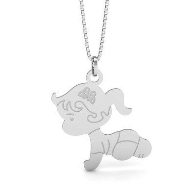 Pingente Menina Engatinhando Prata