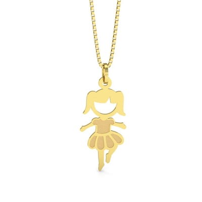 Pingente Menina Ouro 18K Bailarina Vestido