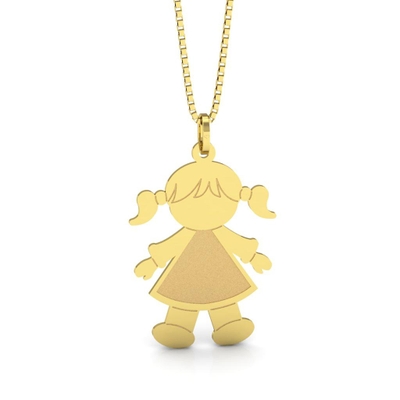 Pingente Menina Ouro 18K Corpo Fosco