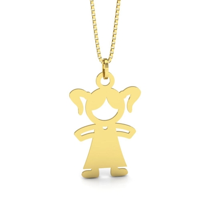 Pingente Menina Ouro 18K Face e Braços Vazados