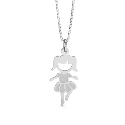 Pingente Menina Prata Bailarina Vestido