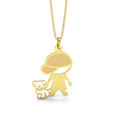 Pingente Menino Ouro 18K e Cachorrinho