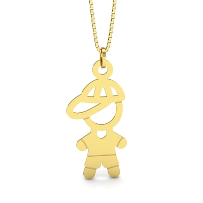 Pingente Menino Ouro 18K Face e Boné Vazados