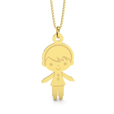 Pingente Menino Ouro 18K Franja e Camisa de Botão