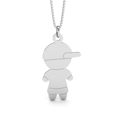 Pingente Menino Prata de Boné e de Costas