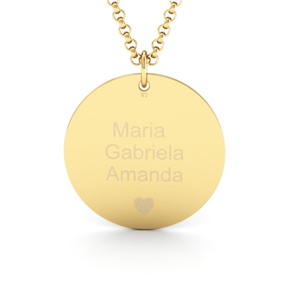 Pingente Nomes Personalizáveis com Coração Ouro 18k