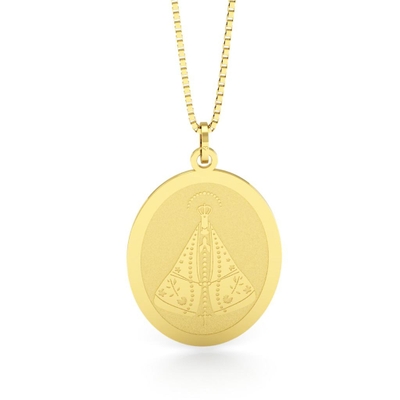 Pingente Nossa Senhora Aparecida Ouro 18K Oval
