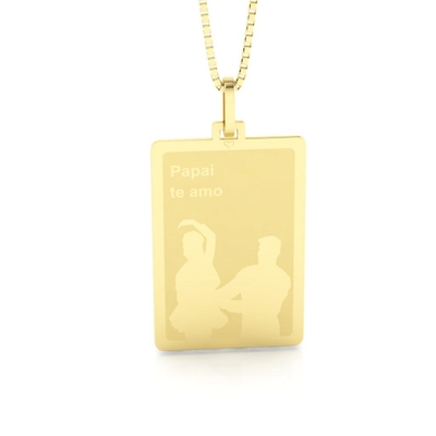 Pingente Pai e Filha Dançando Papai Te amo Ouro 18K