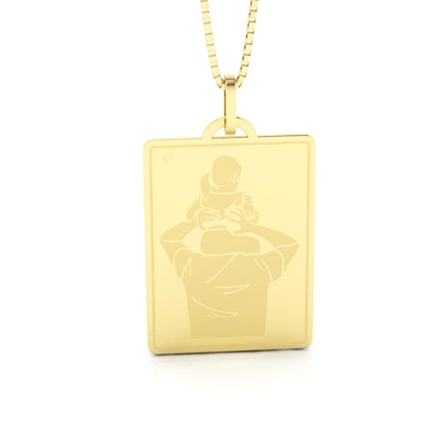 Pingente Pai e Filha Ombros Costa Ouro 18K
