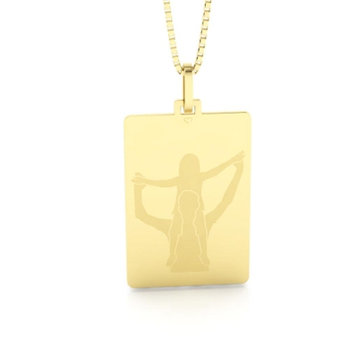 Pingente Pai e Filha Ombros Ouro 18K