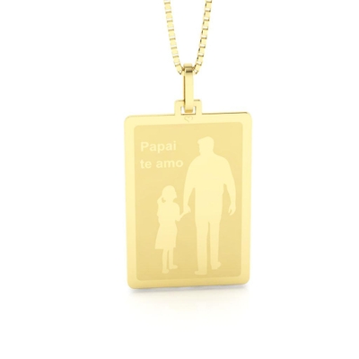 Pingente Pai e Filha Papai Te amo Ouro 18K