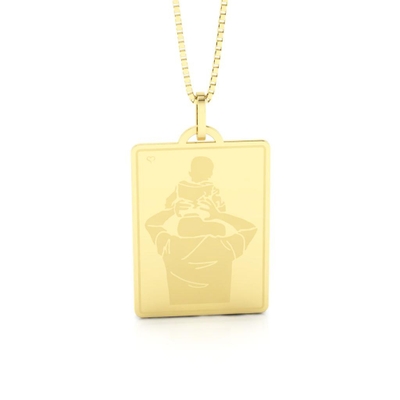 Pingente Pai e Filho Ombros Costa Ouro 18K