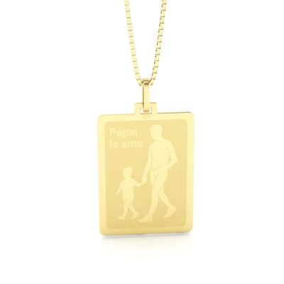 Pingente Pai e Filho Papai Te amo Ouro 18K