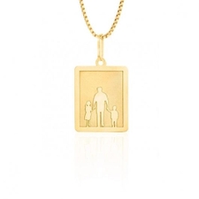 Pingente Pai Filho e Filha Ouro 18K