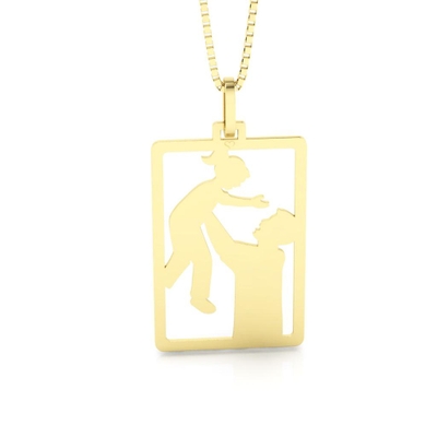Pingente Pai Levantando Filha Ouro 18K
