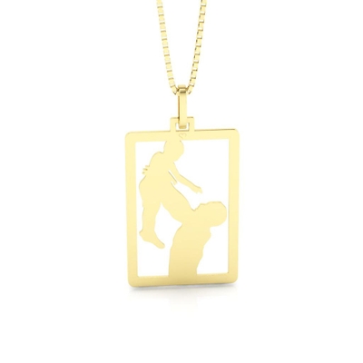 Pingente Pai Levantando Filho Ouro 18K