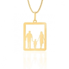 Pingente Pai Mãe e Filho Ouro 18K Vazado