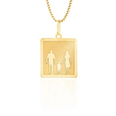 Pingente Pai Mãe e Filho Ouro 18K