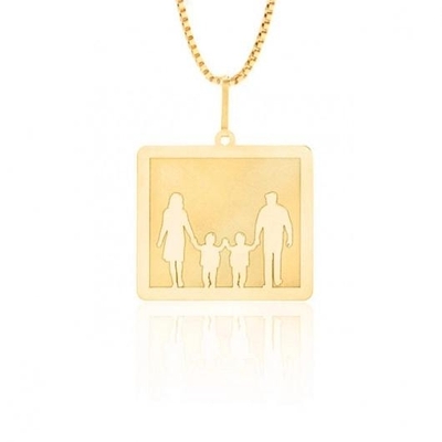 Pingente Pai Mãe e Filhos Ouro 18K