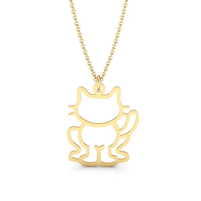 Pingente Pet Vazado Gato Ouro 18k