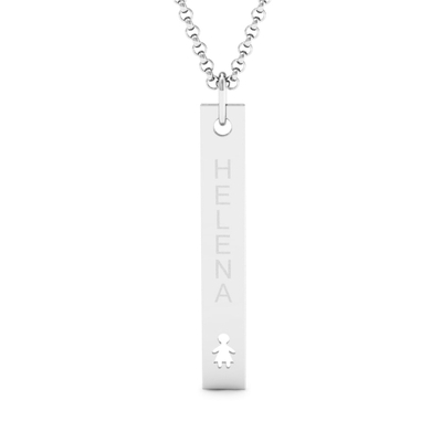 Colar com Pingente Plaquinha Personalizável Menina Prata